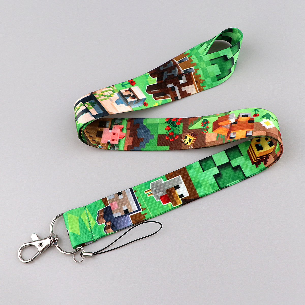 Kids pixel design lanyard with transparent ID holder