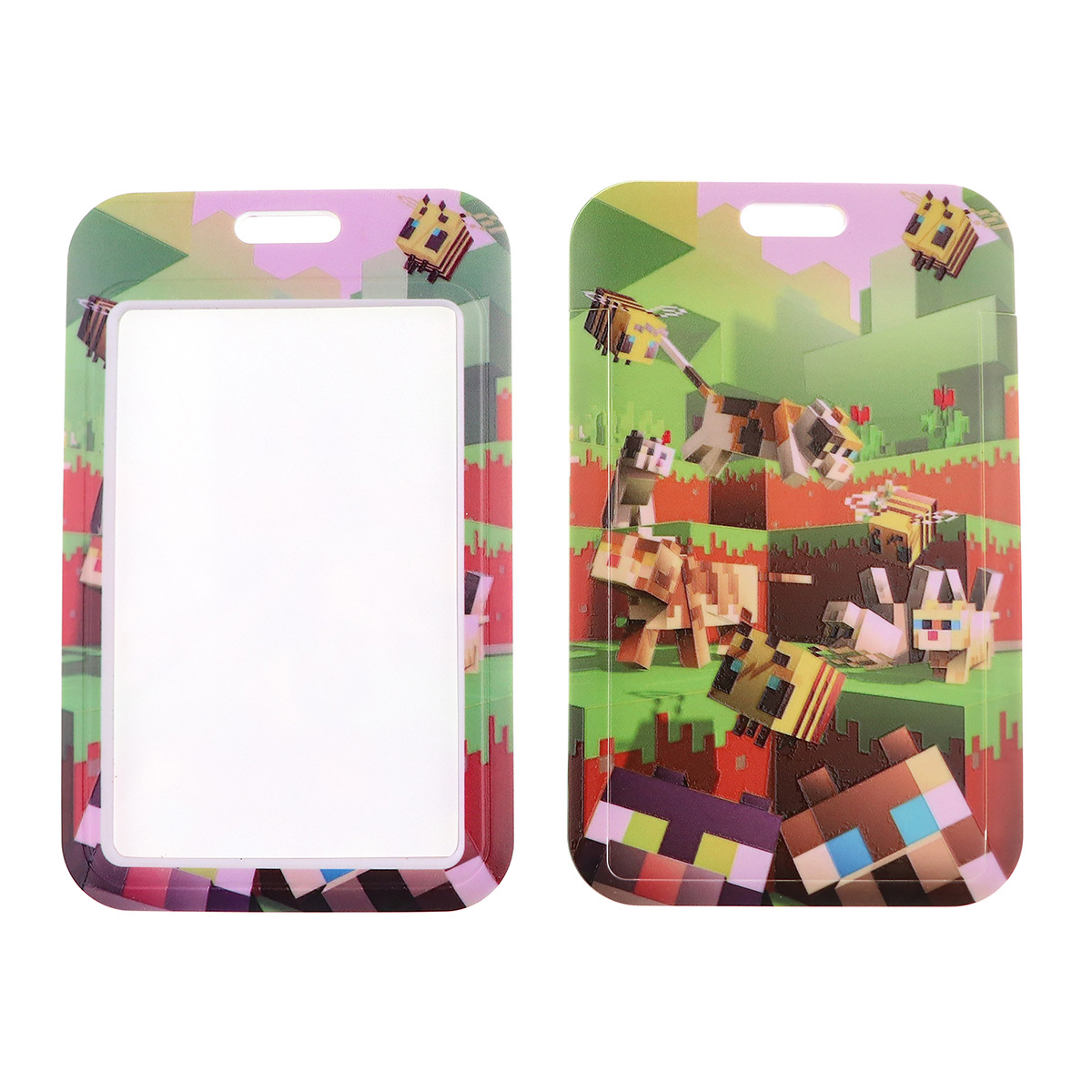 Double-sided print pixel lanyard with ID holder
