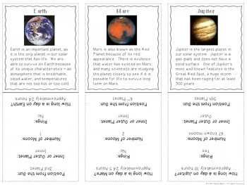 Planets Trading Cards with Reading Comprehension Activities