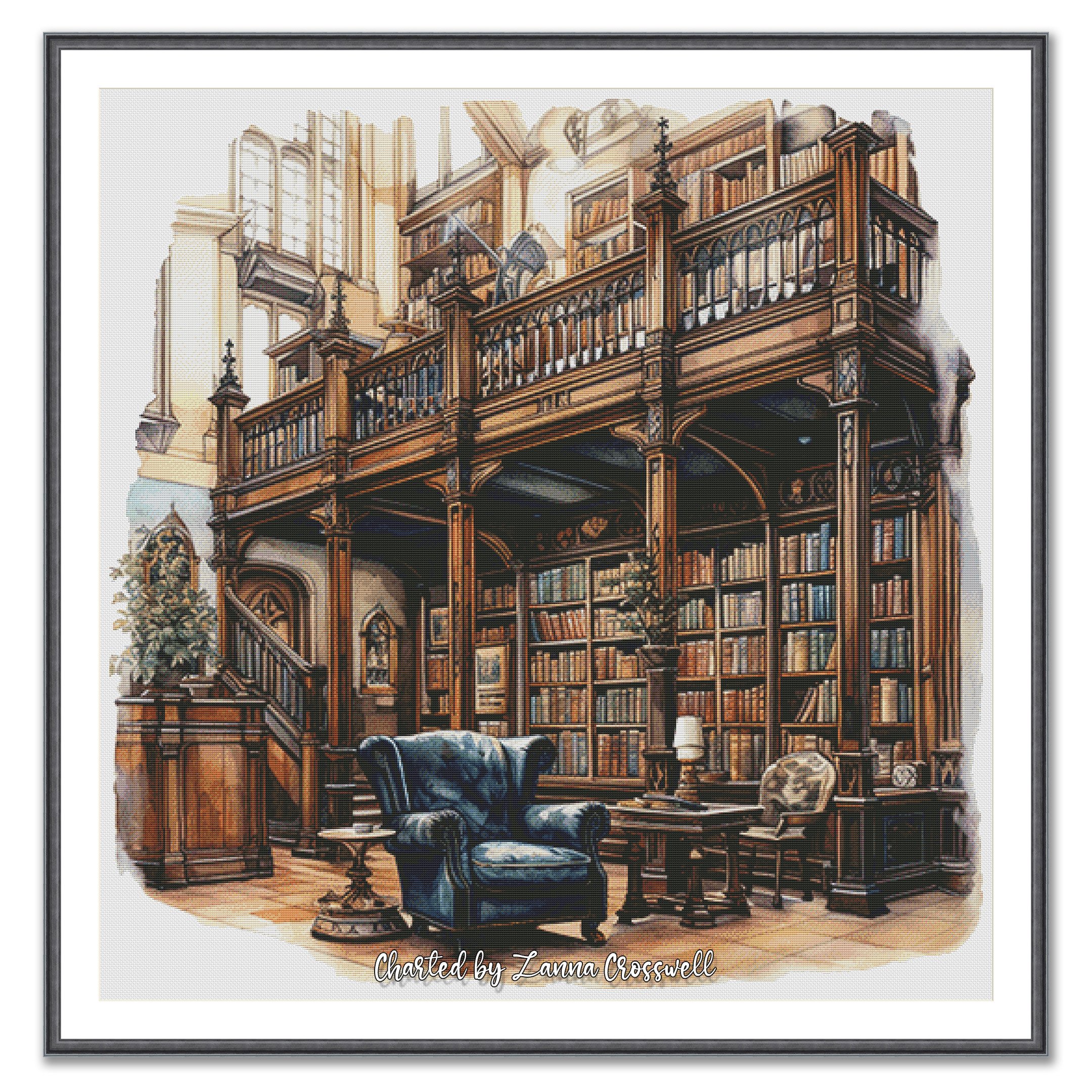 The Old Library - Partial Coverage Counted Cross Stitch Pattern ...