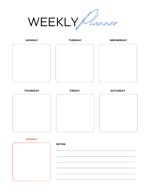 "Weekly schedule page from My Daily Journal with clean layout for planning days, tasks, and notes – minimalist black and white undated agenda for busy moms and planners."