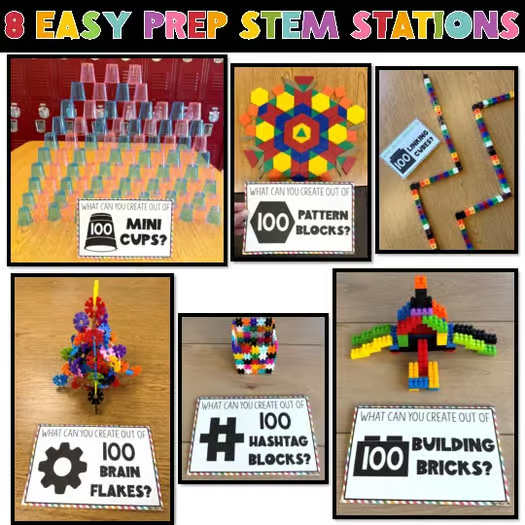 100th Day of School STEM Activities and Stations, 101st 102nd 103rd 120th