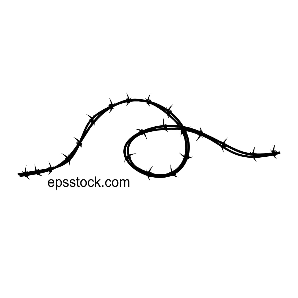 barbed wire curves across