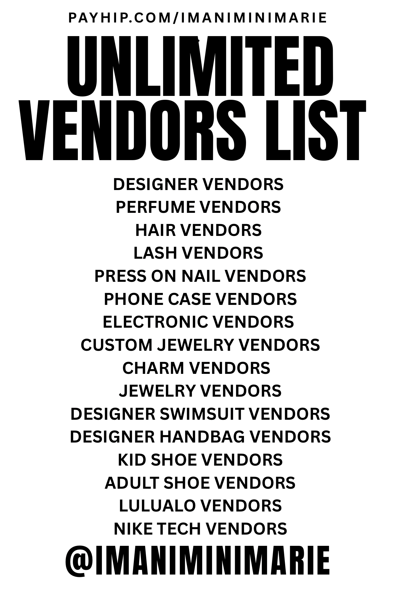 Unlimited Vendors List - Payhip