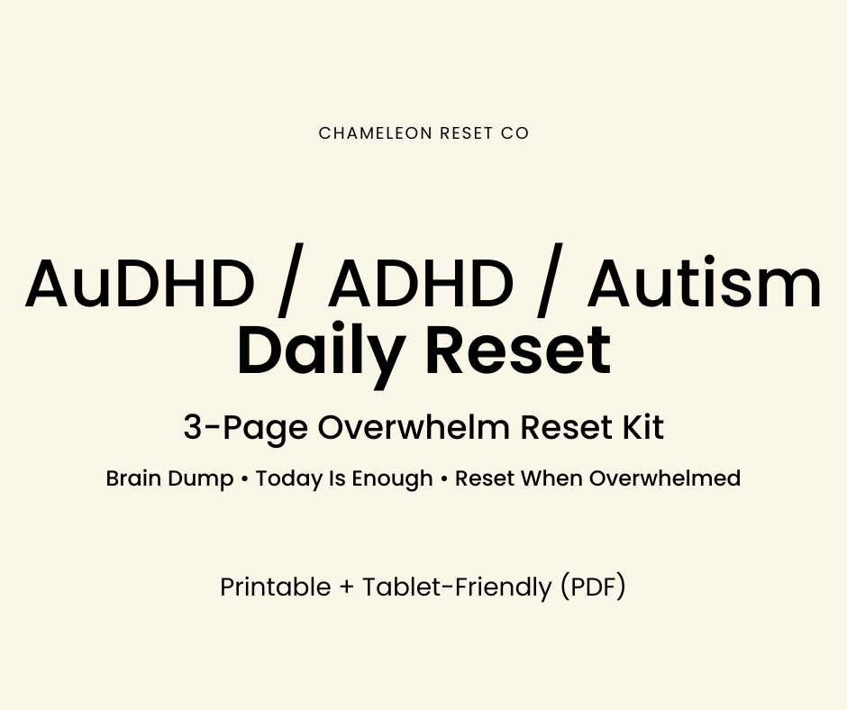 AuDHD ADHD Autism Daily Reset printable PDF cover