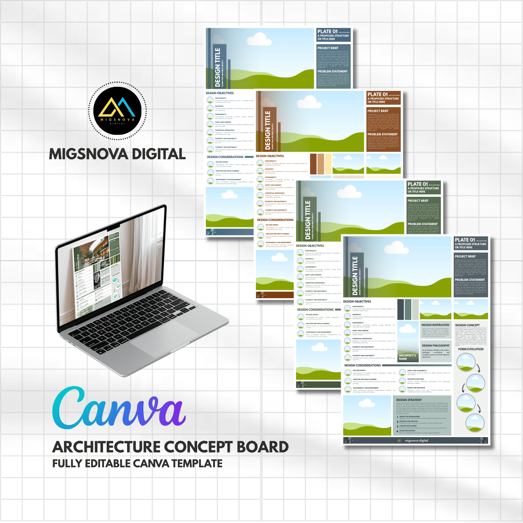 Editable Architecture Concept Board / Presentation Board (Canva ...
