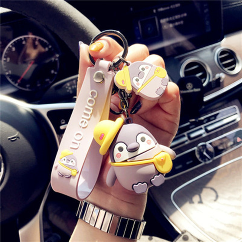 Cartoon penguin vinyl keychain gift for couples