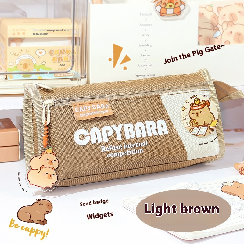 Korean style capybara pencil case with spacious compartments
