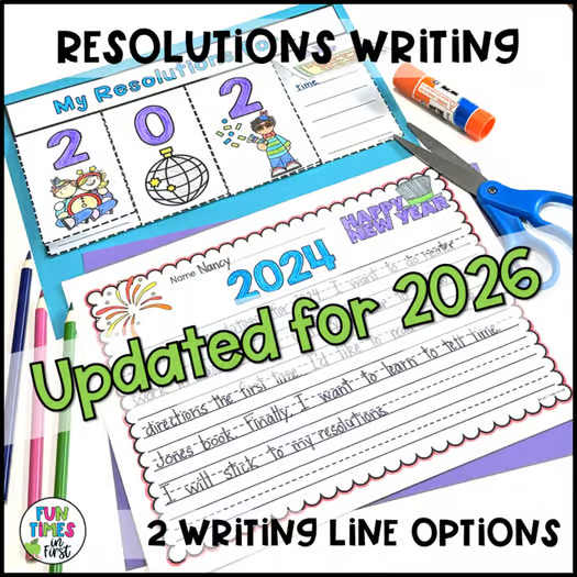 New Years 2026 Resolution Activities - Writing Bulletin Board Display Crown