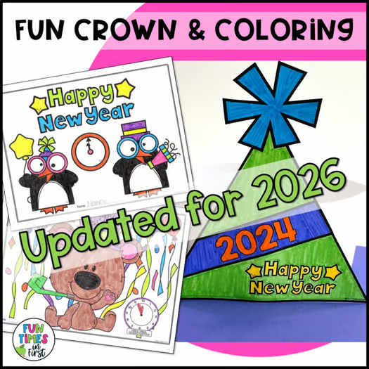 New Years 2026 Resolution Activities - Writing Bulletin Board Display Crown