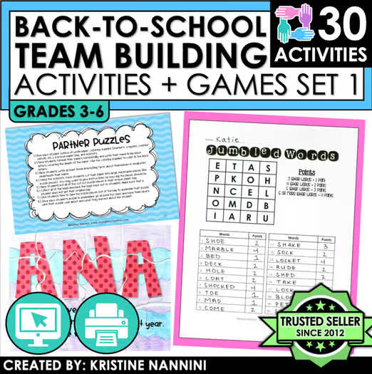 Back to School Activities First Day of School All About Me Team Building