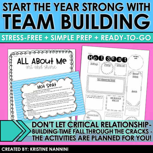 Back to School Activities First Day of School All About Me Team Building