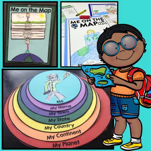 Me on the Map Activities Map Skills Worksheet and Globes 1st 2nd grade 3rd 4th