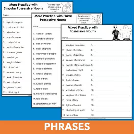 Halloween Language Arts Activities - Possessive Nouns 3rd, 4th, 5th Grade Fun