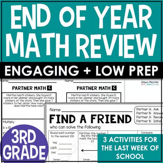 3rd Grade Math End of Year Math Review Fun Activities Last Week of School EOY
