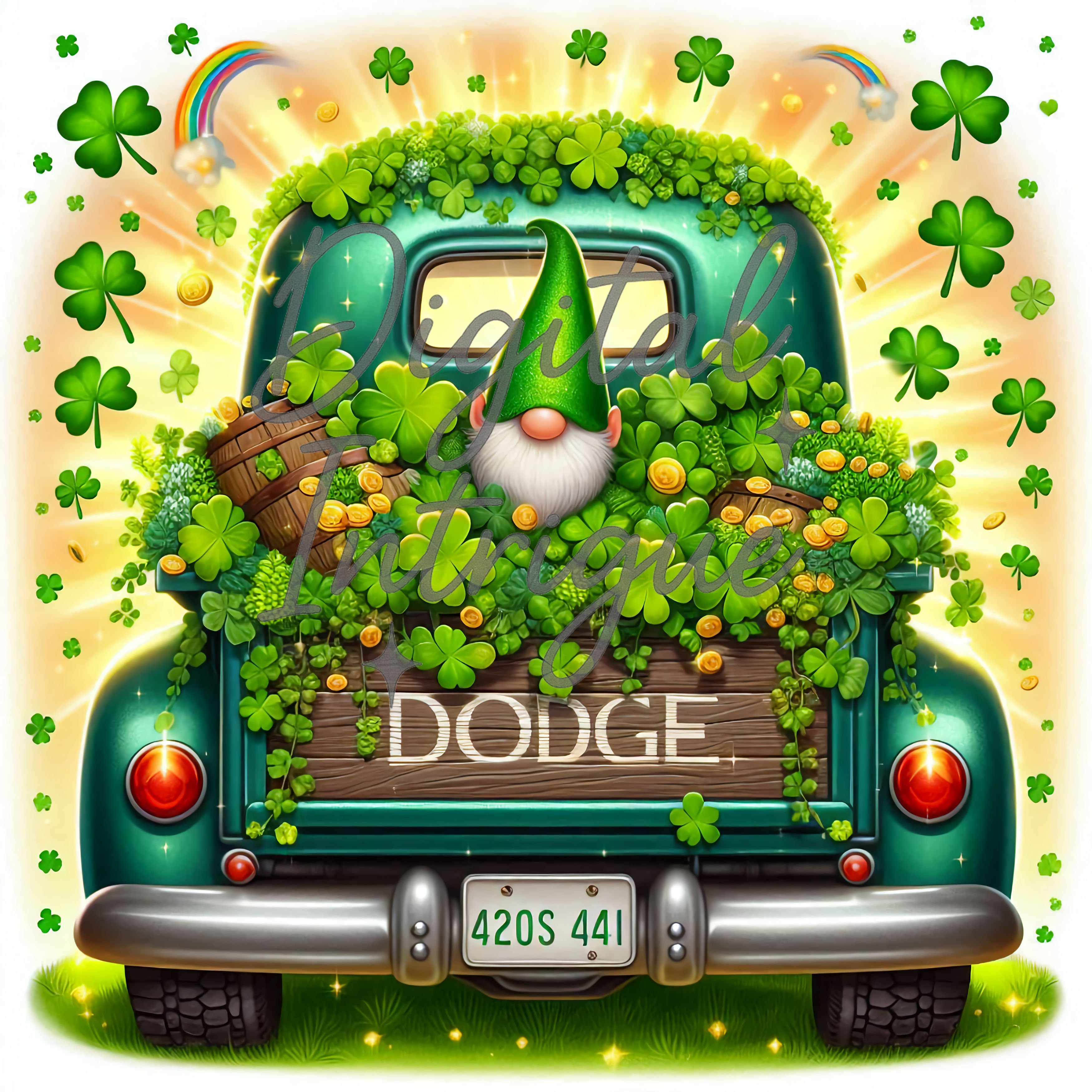 St. Patrick’s Day Gnome in Vintage Truck — Digital Download | Shamrock ...