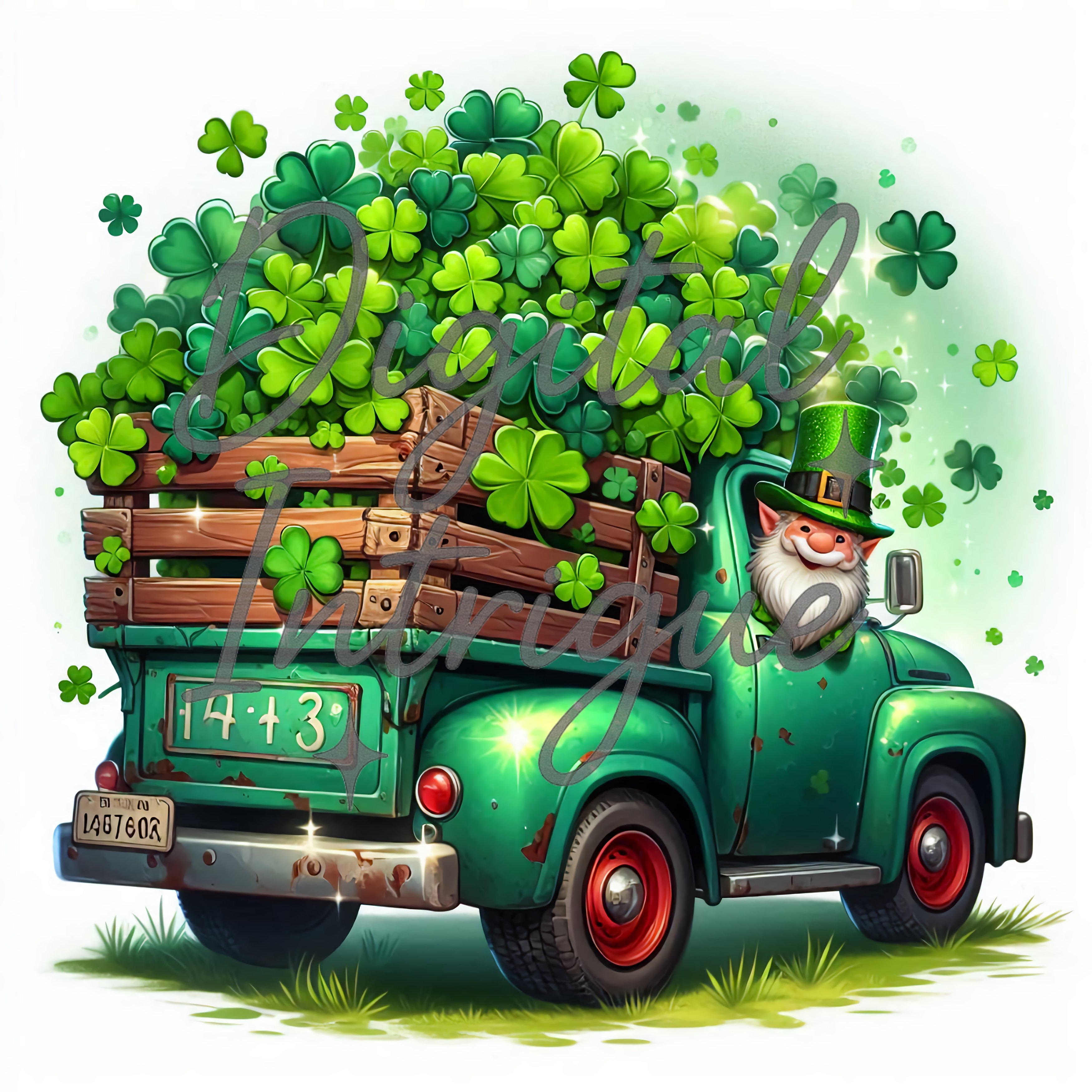 St. Patrick’s Day Gnome in Vintage Truck — Digital Download | Shamrock ...