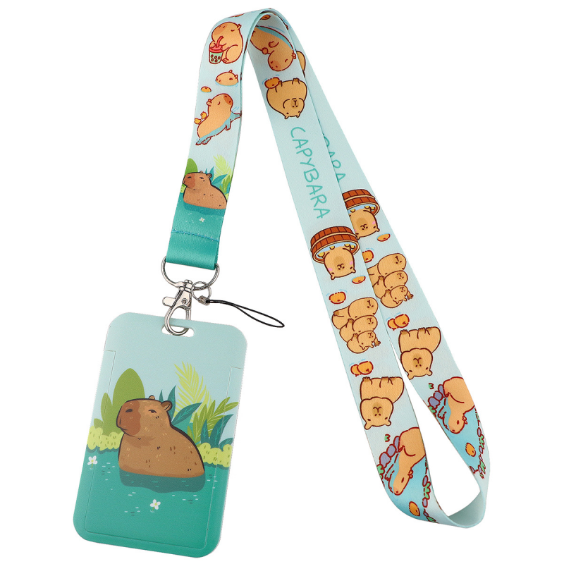 Capybara neck lanyard for mobile phone and access cards