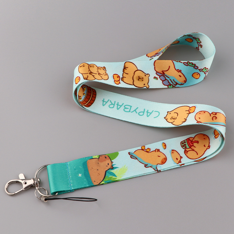 Cute capybara phone strap with ID card holder