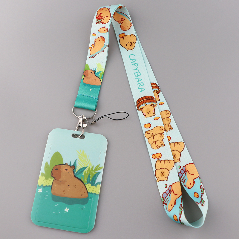 Capybara-inspired mobile phone strap with card holder