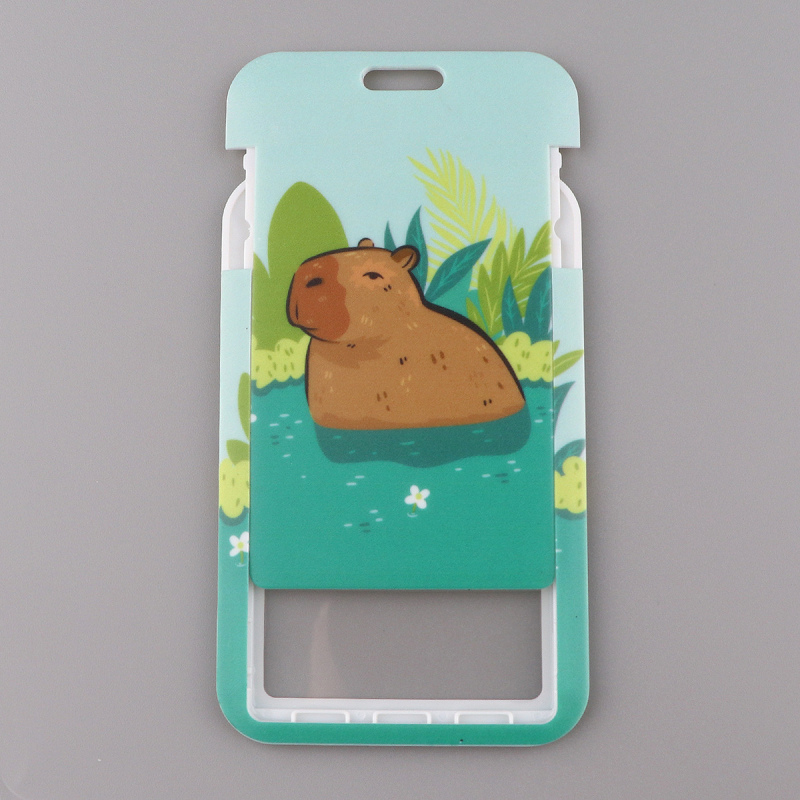 Cartoon capybara lanyard with clamp sleeve for phone