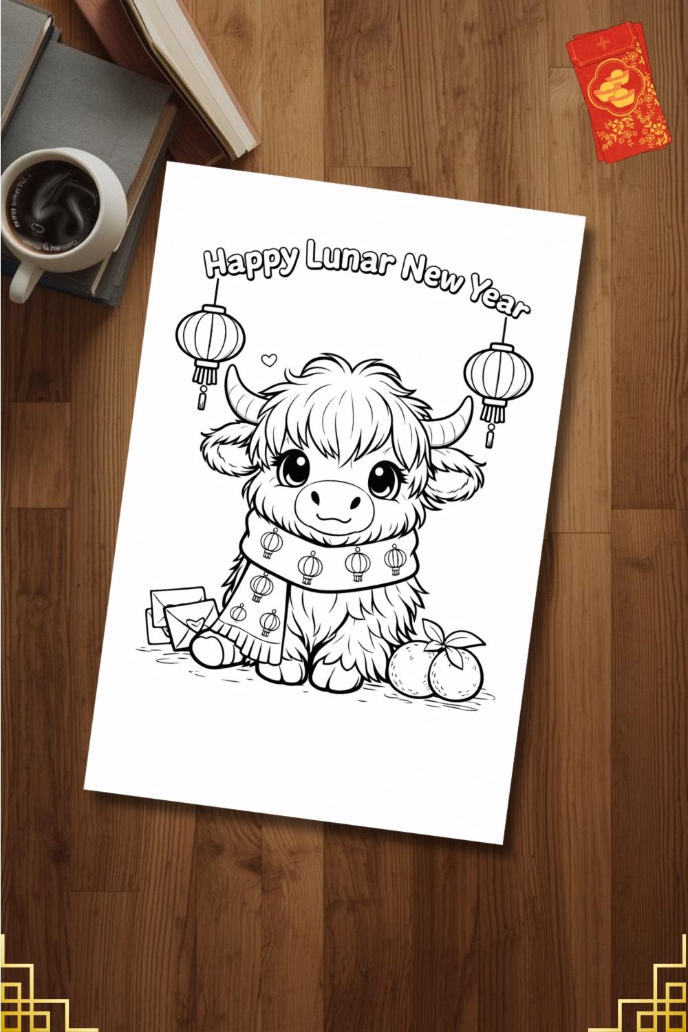 Lunar New Year, Chinese New Year, kids coloring page, printable activity, holiday printable, classroom activity, cute animal coloring, seasonal coloring page