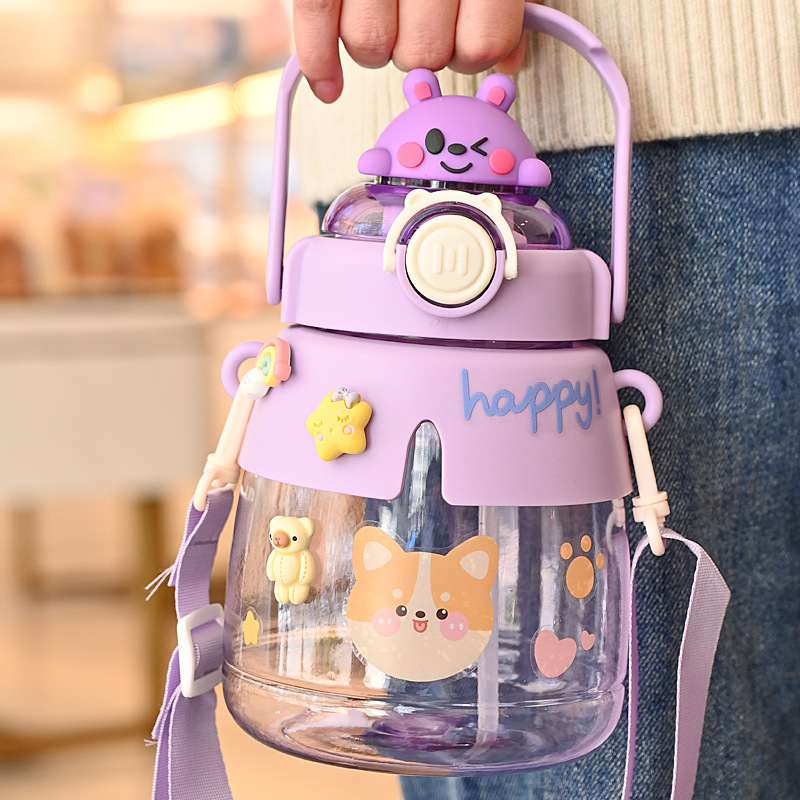 Large capacity children’s straw bottle for school and travel