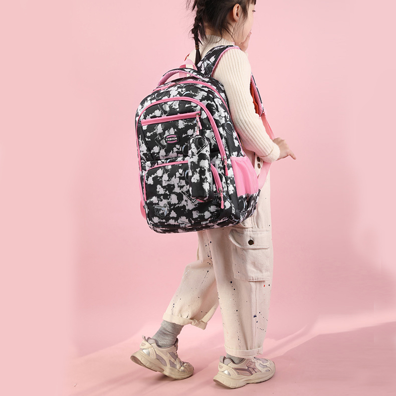 Stylish letter print backpack with matching pencil case for kids