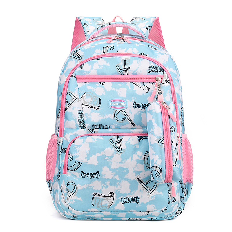 Cute letter print backpack with pencil case for school