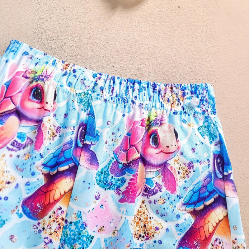 Cute summer outfit for girls with fun animal graphics