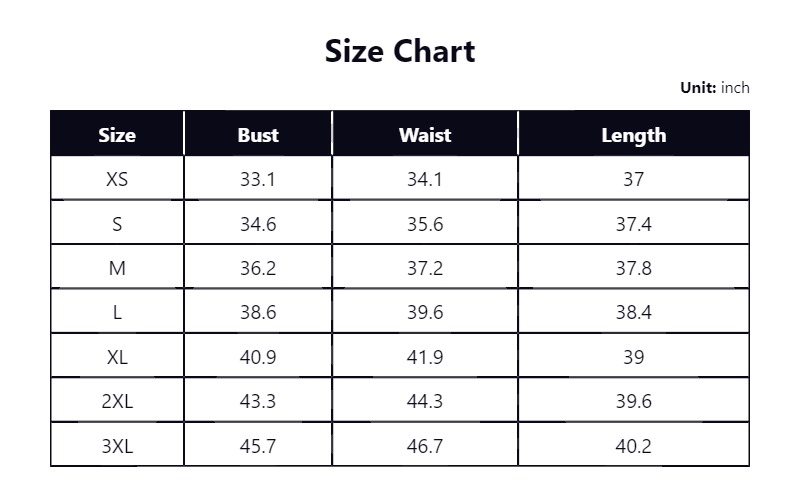 Hula Halter mini size chart