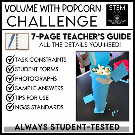 STEM Popcorn Challenge - Problem-Solving Volume Measurement Activity EASY PREP
