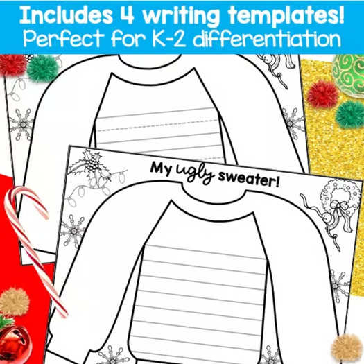 Design an Ugly Christmas Sweater Template Coloring Writing Easy Christmas Craft