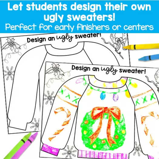 Design an Ugly Christmas Sweater Template Coloring Writing Easy Christmas Craft