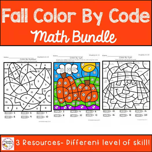 Fall Color By Code Math Bundle