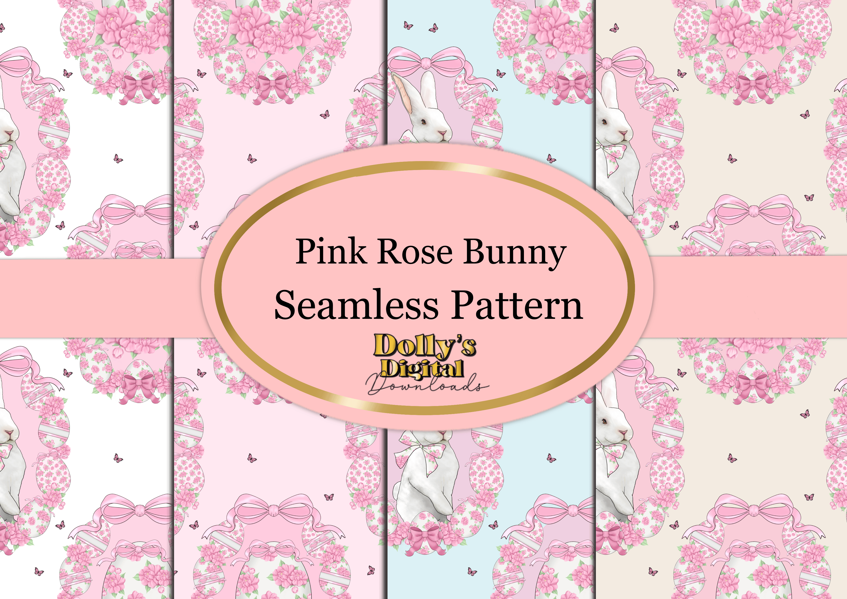 Pink Rose Bunny Seamless Patterns - Payhip