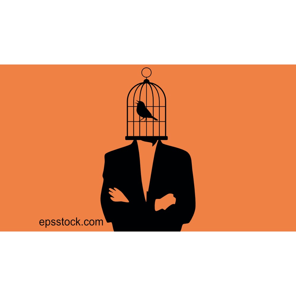 Man with a cage on his head