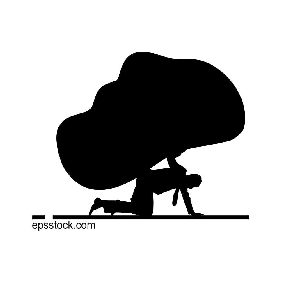 A man under a huge rock