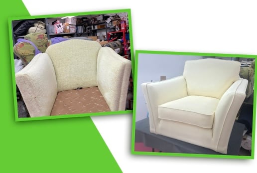 Tailor-Made loose covers on armchair - learn slipcovers for beginners to pro sewers.