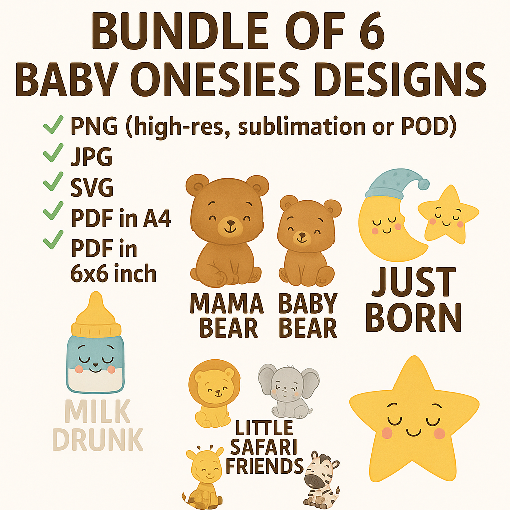 Baby themed printable designs for POD and crafting