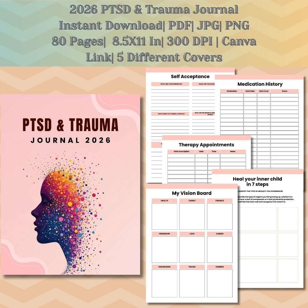 Mental health trauma journal PDF and JPG PNG bundle