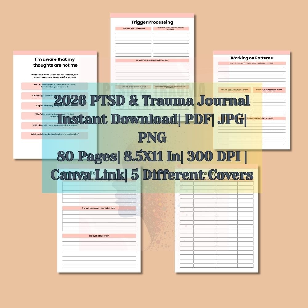 Trauma recovery journal printable 8.5x11 inch 300 DPI digital download