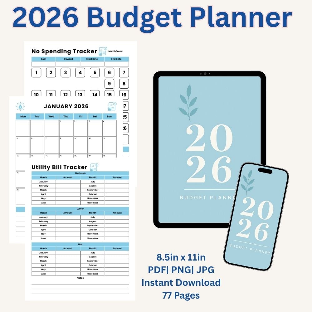 Printable 2026 finance planner PDF PNG JPG bundle