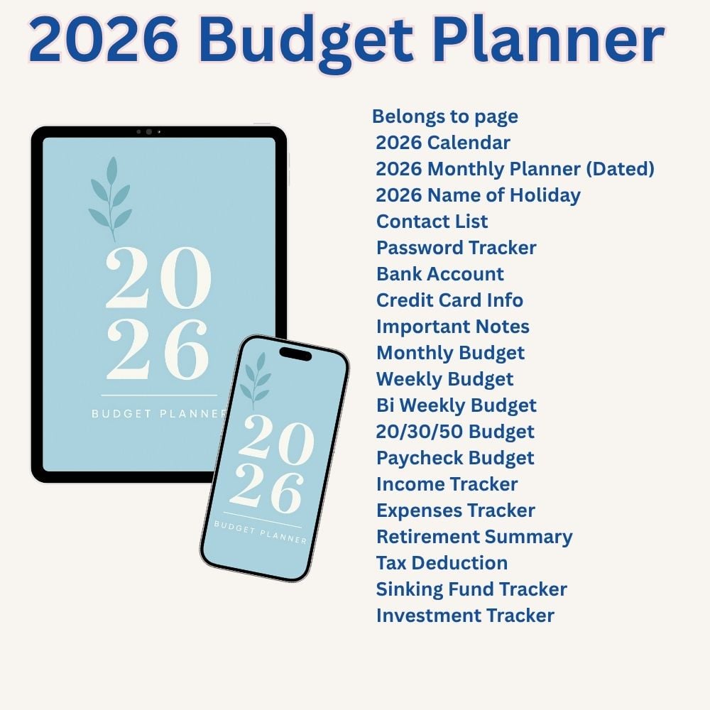 77-page budget planner for 2026 digital download