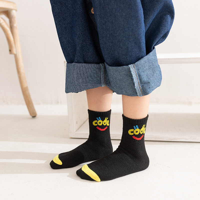 Cartoon alphabet kids socks soft breathable cotton