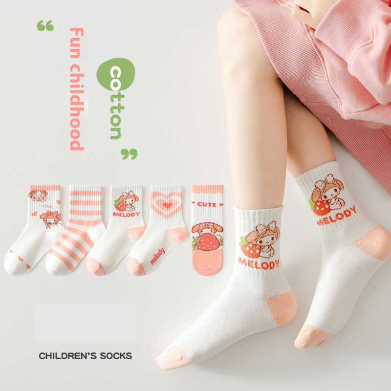 Kids mid-length socks pure cotton fabric