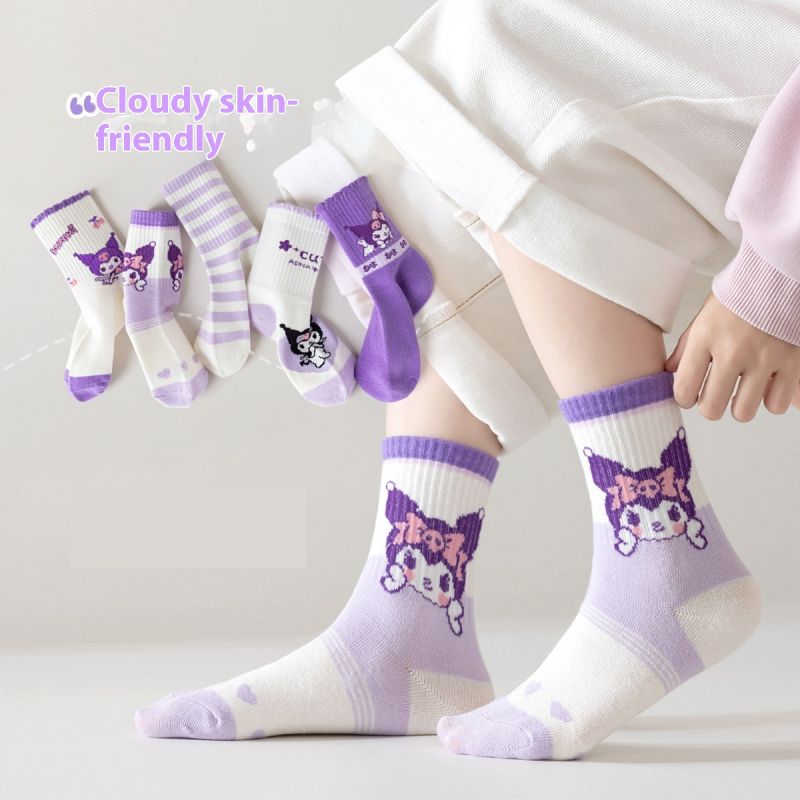 Mid-calf cotton socks for kids ages 3 to 13 plus