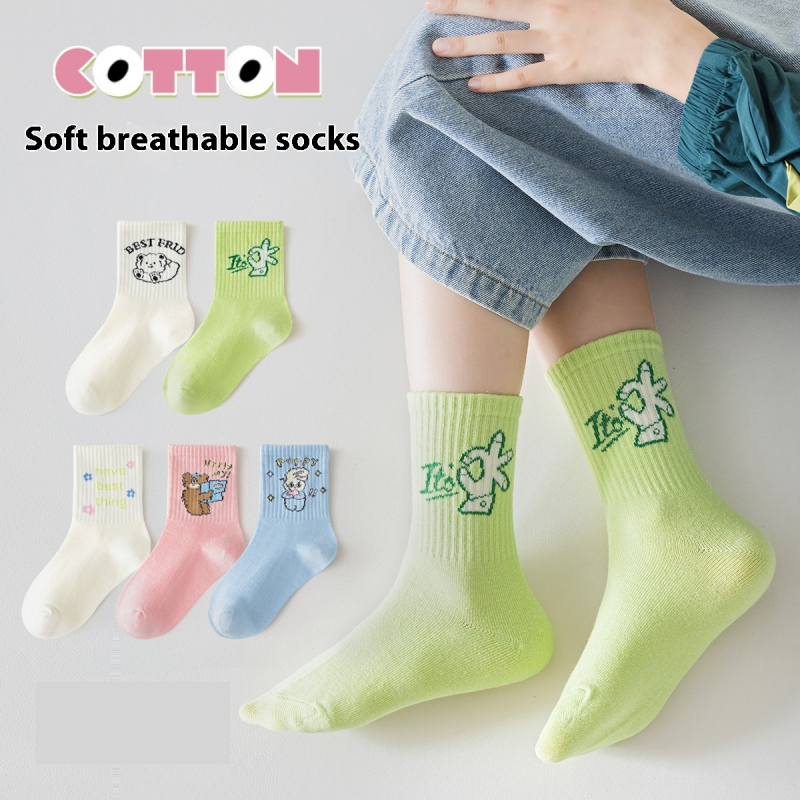 Girls breathable cotton socks with deodorant feature