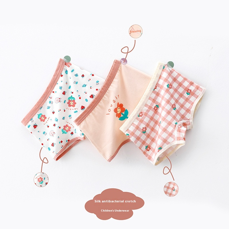 Toddler girls soft cotton 4-corner shorts underwear set