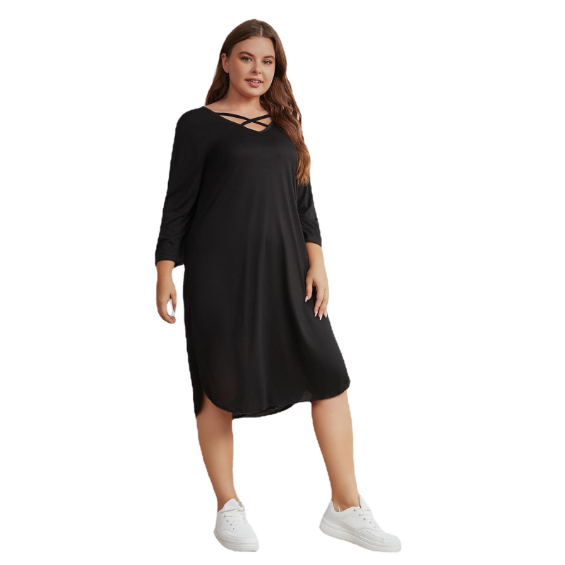 Comfortable loose long sleeve dress for plus size women